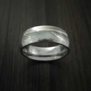 Damascus Steel 14K White Gold Men's Ring
